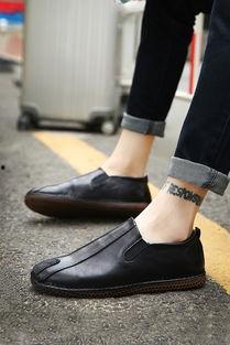 男士豆豆鞋搭配图片